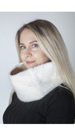 White mink fur neck warmer 